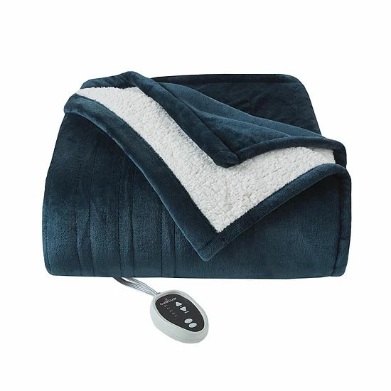 Cuddl Duds® Heated Plush Sherpa Blanket Navy 7 Cuddl Duds® Heated Plush Sherpa Blanket Navy - Image 7