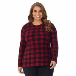 Plus Size Cuddl Duds® Fleecewear With Stretch Long Sleeve Crewneck Top Charcoal Heather -Cuddl Duds shop unnamed file 1020