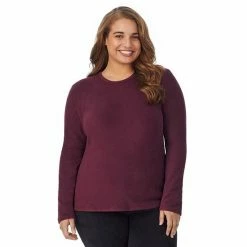 Plus Size Cuddl Duds® Fleecewear With Stretch Long Sleeve Crewneck Top Charcoal Heather -Cuddl Duds shop unnamed file 1022