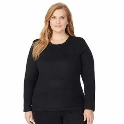Plus Size Cuddl Duds® Fleecewear With Stretch Long Sleeve Crewneck Top Charcoal Heather -Cuddl Duds shop unnamed file 1023