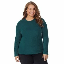 Plus Size Cuddl Duds® Fleecewear With Stretch Long Sleeve Crewneck Top Charcoal Heather -Cuddl Duds shop unnamed file 1025