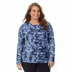 Plus Size Cuddl Duds® Fleecewear With Stretch Long Sleeve Crewneck Top Charcoal Heather -Cuddl Duds shop unnamed file 1026