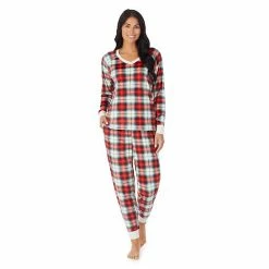 Women's Cuddl Duds® Velour Fleece V-Neck Pajama Top And Banded Bottom Pajama Pants Sleep Set Mint Dogs