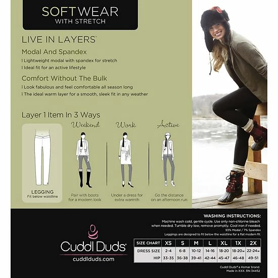 Petite Cuddl Duds® Softwear With Stretch Leggings Black 4 Petite Cuddl Duds® Softwear With Stretch Leggings Black - Image 4