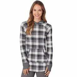 Women's Cuddl Duds® Long Sleeve Stretch Thermal Hooded Tunic Top Seagrass Fairisle