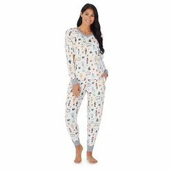 Women's Cuddl Duds® Velour Fleece V-Neck Pajama Top And Banded Bottom Pajama Pants Sleep Set Mint Dogs -Cuddl Duds shop unnamed file 112