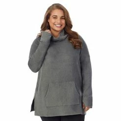 Plus Size Cuddl Duds® Fleecewear With Stretch Long Sleeve Tunic Top Black -Cuddl Duds shop unnamed file 1128