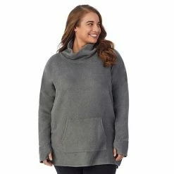 Plus Size Cuddl Duds® Fleecewear With Stretch Long Sleeve Tunic Top Black -Cuddl Duds shop unnamed file 1129
