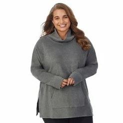 Plus Size Cuddl Duds® Fleecewear With Stretch Long Sleeve Tunic Top Black -Cuddl Duds shop unnamed file 1130