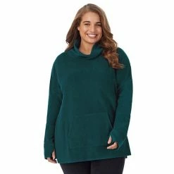 Plus Size Cuddl Duds® Fleecewear With Stretch Long Sleeve Tunic Top Black -Cuddl Duds shop unnamed file 1131
