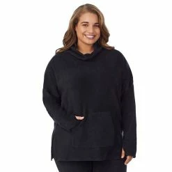Plus Size Cuddl Duds® Fleecewear With Stretch Long Sleeve Tunic Top Black -Cuddl Duds shop unnamed file 1132