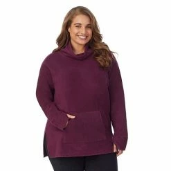 Plus Size Cuddl Duds® Fleecewear With Stretch Long Sleeve Tunic Top Black -Cuddl Duds shop unnamed file 1134