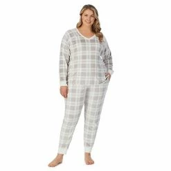 Plus Size Cuddl Duds® Velour Fleece V-Neck Pajama Top And Banded Bottom Pajama Pants Sleep Set Navy Multi Dots -Cuddl Duds shop unnamed file 1172