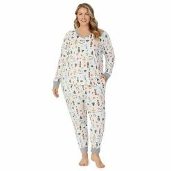Plus Size Cuddl Duds® Velour Fleece V-Neck Pajama Top And Banded Bottom Pajama Pants Sleep Set Navy Multi Dots -Cuddl Duds shop unnamed file 1176