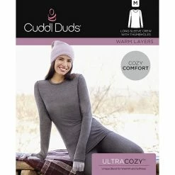 Women's Cuddl Duds® Ultra Cozy Long Sleeve Crewneck Top Charcoal Heather -Cuddl Duds shop unnamed file 1196