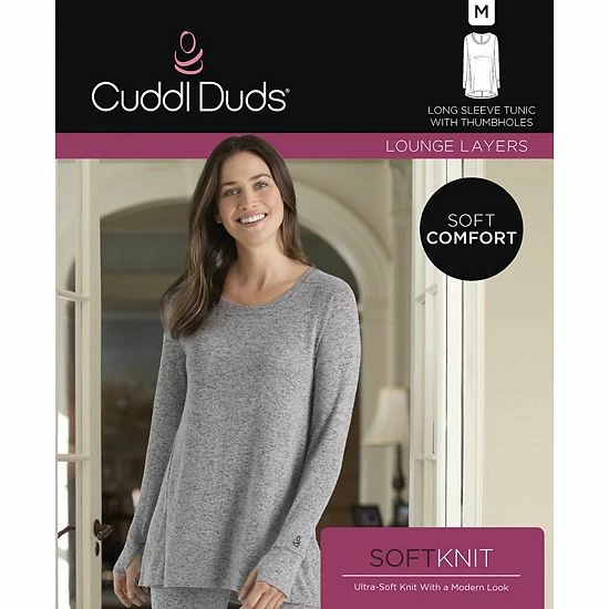 Plus Size Cuddl Duds® Soft Knit Long Sleeve Tunic Top Blue Misty Forest 4 Plus Size Cuddl Duds® Soft Knit Long Sleeve Tunic Top Blue Misty Forest - Image 4