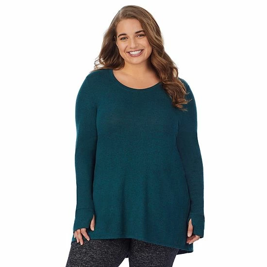 Plus Size Cuddl Duds® Soft Knit Long Sleeve Tunic Top Blue Misty Forest 7 Plus Size Cuddl Duds® Soft Knit Long Sleeve Tunic Top Blue Misty Forest - Image 7