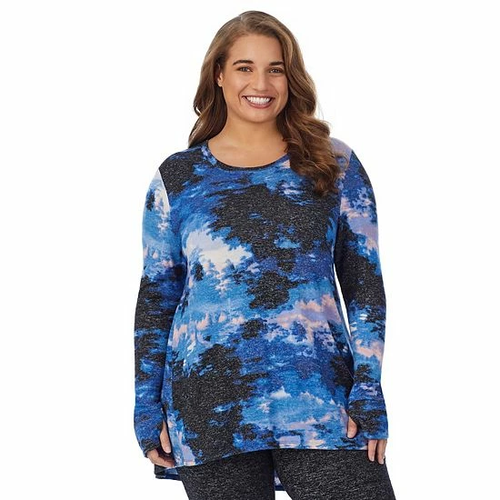 Plus Size Cuddl Duds® Soft Knit Long Sleeve Tunic Top Blue Misty Forest 9 Plus Size Cuddl Duds® Soft Knit Long Sleeve Tunic Top Blue Misty Forest - Image 9
