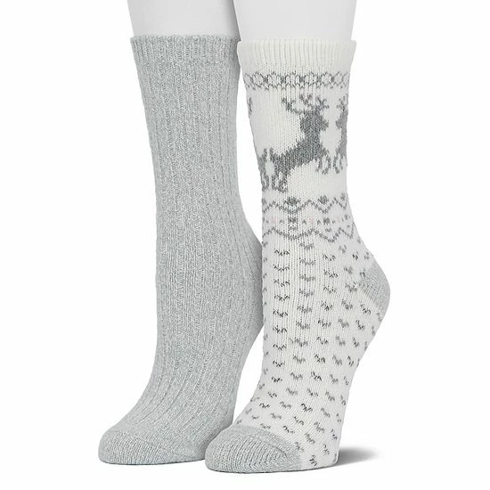 Women's Cuddl Duds® 2-Pack Plushfill* Reindeer Fair Isle Crew Socks Black 5 Women's Cuddl Duds® 2-Pack Plushfill* Reindeer Fair Isle Crew Socks Black - Image 5