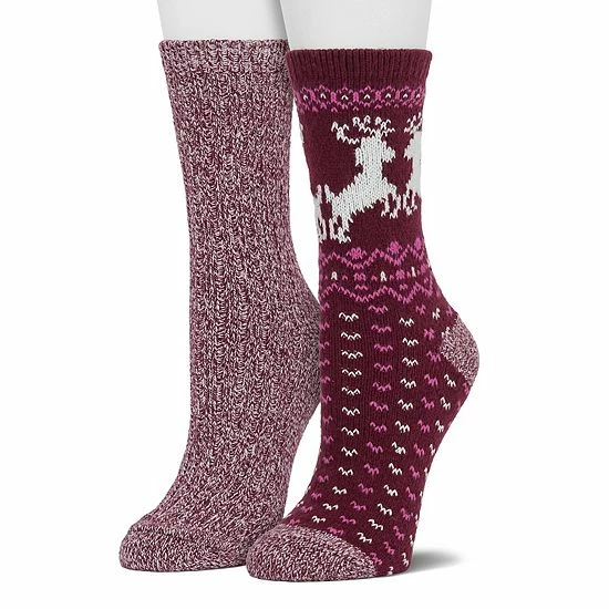 Women's Cuddl Duds® 2-Pack Plushfill* Reindeer Fair Isle Crew Socks Black 6 Women's Cuddl Duds® 2-Pack Plushfill* Reindeer Fair Isle Crew Socks Black - Image 6
