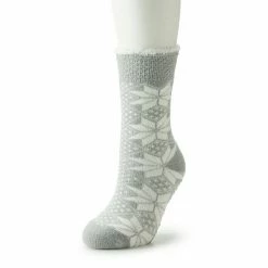 Women's Cuddl Duds Snowflake Cozy Lined Lounge Slipper Socks Black