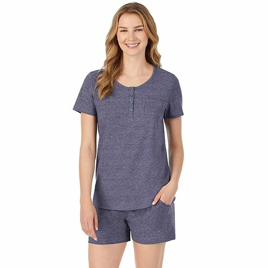 Women's Cuddl Duds® Pajamas: Essential Sleep Tee & Boxers Set Navy Heather 6 Women's Cuddl Duds® Pajamas: Essential Sleep Tee & Boxers Set Navy Heather - Image 6