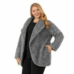 Plus Size Cuddl Duds® Chenille Plush Cardigan Marled Gray -Cuddl Duds shop unnamed file 1292
