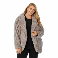 Plus Size Cuddl Duds® Chenille Plush Cardigan Marled Gray -Cuddl Duds shop unnamed file 1293