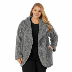 Plus Size Cuddl Duds® Chenille Plush Cardigan Marled Gray -Cuddl Duds shop unnamed file 1294