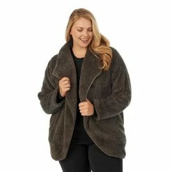 Plus Size Cuddl Duds® Chenille Plush Cardigan Marled Gray -Cuddl Duds shop unnamed file 1295