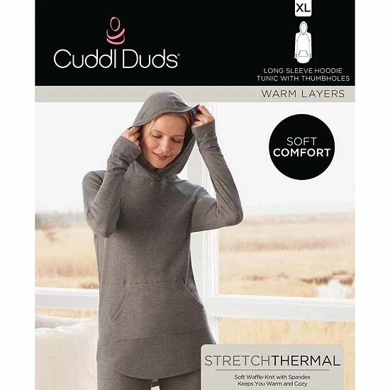 Plus Size Cuddl Duds® Long Sleeve Stretch Thermal Hooded Tunic Top Gray Buffalo Check Plus Size Cuddl Duds® Long Sleeve Stretch Thermal Hooded Tunic Top Gray Buffalo Check -Cuddl Duds shop unnamed file 1297