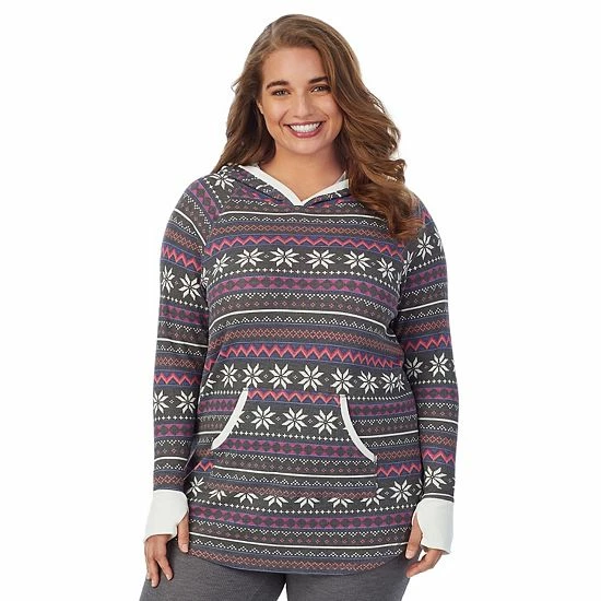 Plus Size Cuddl Duds® Long Sleeve Stretch Thermal Hooded Tunic Top Gray Buffalo Check Plus Size Cuddl Duds® Long Sleeve Stretch Thermal Hooded Tunic Top Gray Buffalo Check -Cuddl Duds shop unnamed file 1299