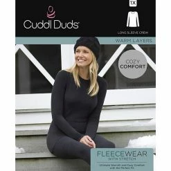 Women's Cuddl Duds® Fleecewear With Stretch Long Sleeve Crewneck Top Powder Pink -Cuddl Duds shop unnamed file 130