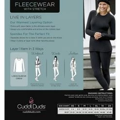 Women's Cuddl Duds® Fleecewear With Stretch Long Sleeve Crewneck Top Powder Pink -Cuddl Duds shop unnamed file 131