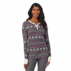 Women's Cuddl Duds® Long Sleeve Split V-Neck Stretch Thermal Top Grey Buffalo Check 10 Women's Cuddl Duds® Long Sleeve Split V-Neck Stretch Thermal Top Grey Buffalo Check -Cuddl Duds shop unnamed file 1313