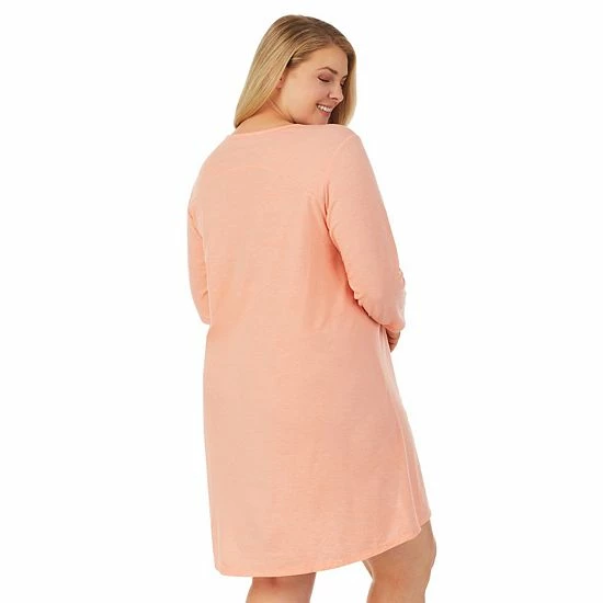 Plus Size Cuddl Duds® Essentials Long Sleeve Sleepshirt Coral Heather 2 Plus Size Cuddl Duds® Essentials Long Sleeve Sleepshirt Coral Heather - Image 2