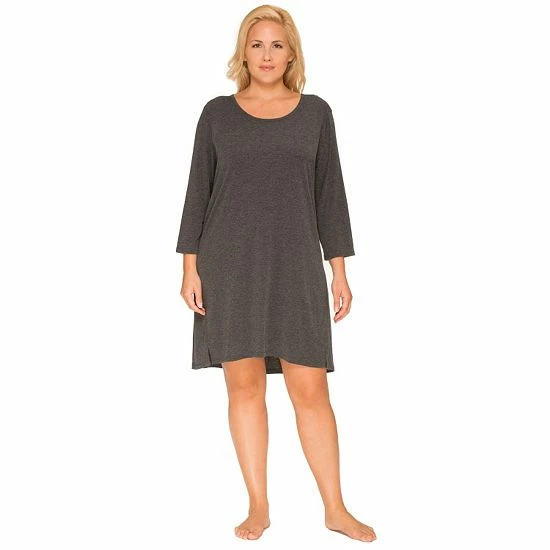 Plus Size Cuddl Duds® Essentials Long Sleeve Sleepshirt Coral Heather 3 Plus Size Cuddl Duds® Essentials Long Sleeve Sleepshirt Coral Heather - Image 3
