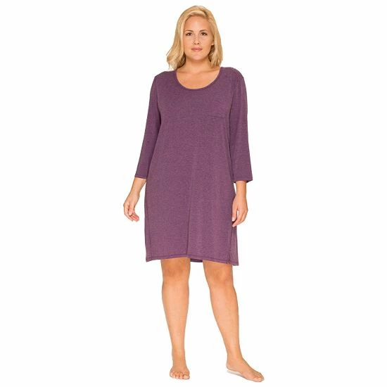 Plus Size Cuddl Duds® Essentials Long Sleeve Sleepshirt Coral Heather 5 Plus Size Cuddl Duds® Essentials Long Sleeve Sleepshirt Coral Heather - Image 5