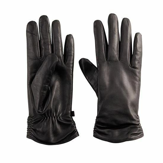Cuddl Duds Ruched Leather Women's Gloves 1 Cuddl Duds Ruched Leather Women's Gloves