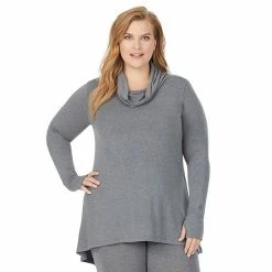 Plus Size Cuddl Duds® Softwear With Stretch Long Sleeve Cowlneck Tunic Top Grape -Cuddl Duds shop unnamed file 1344
