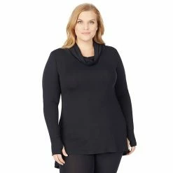 Plus Size Cuddl Duds® Softwear With Stretch Long Sleeve Cowlneck Tunic Top Grape -Cuddl Duds shop unnamed file 1346