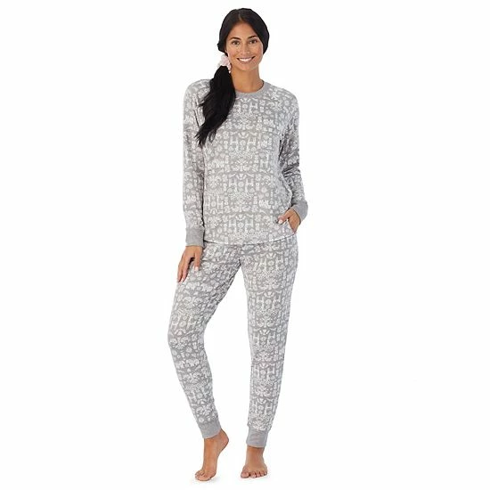 Petite Cuddl Duds 3-pc. Knit Long Sleeve Pajama Top, Banded Bottom Pajama Pants & Scrunchie Set Grey Heather Bear 8 Petite Cuddl Duds 3-pc. Knit Long Sleeve Pajama Top, Banded Bottom Pajama Pants & Scrunchie Set Grey Heather Bear - Image 8