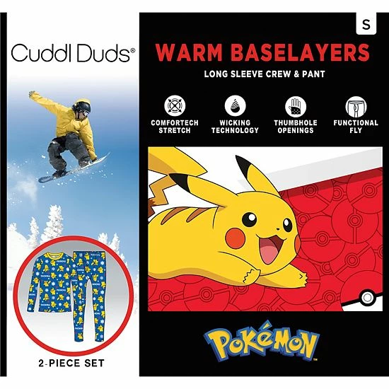 Boys Cuddl Duds Pokemon Pikachu Stretch 2-Piece Base Layer Set 2 Boys Cuddl Duds Pokemon Pikachu Stretch 2-Piece Base Layer Set - Image 2