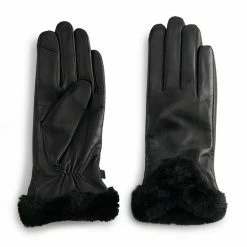 Women's Cuddl Duds® Faux-Fur Cuff Leather Gloves Black Multi -Cuddl Duds shop unnamed file 1399
