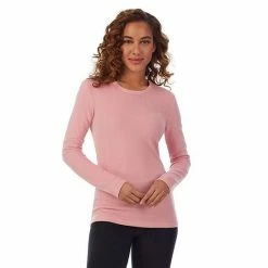 Women's Cuddl Duds® Fleecewear With Stretch Long Sleeve Crewneck Top Powder Pink -Cuddl Duds shop unnamed file 141