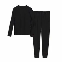 Cuddl Duds Girls 7-16 Fleece 2-Piece Base Layer Set Black