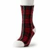 Women's Cuddl Duds Plaid Cozy Lined Lounge Slipper Socks Haute Red