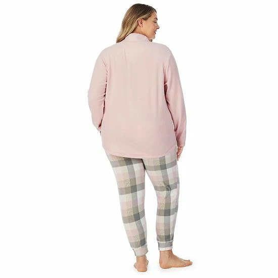 Plus Size Cuddl Duds Fleece Long Sleeve Pajama Top And Banded Bottom Pajama Pants Sleep Set Blush 2 Plus Size Cuddl Duds Fleece Long Sleeve Pajama Top And Banded Bottom Pajama Pants Sleep Set Blush - Image 2