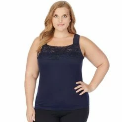 Plus Size Cuddl Duds® SofTech Lace-Trim Squareneck Tank White 3 Plus Size Cuddl Duds® SofTech Lace-Trim Squareneck Tank White -Cuddl Duds shop unnamed file 1544
