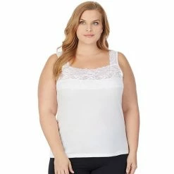 Plus Size Cuddl Duds® SofTech Lace-Trim Squareneck Tank White 4 Plus Size Cuddl Duds® SofTech Lace-Trim Squareneck Tank White -Cuddl Duds shop unnamed file 1545